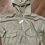 Aerie NWT  Cropped Zip Up Hoodie size Large Sage Green Photo 1