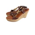 American Vintage Y2K VTG. BROWN BUCKLE ROPE WEDGE SANDALS HILLARD & HANSEN SZ. 8β Photo 4