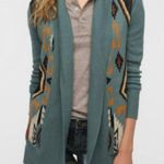 Ecote Ecoté Urban Outfitters Blue Intarsia Patterned Shawl Cardigan - Size M Photo 2