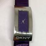 DKNY  women’s watch solid stainless steel 21mm case purple dial leather band runs Photo 1
