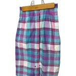 Nell Flowers Vintage Plaid Skirt Button Front Cotton Purple Blue Pink White Sz 6 Photo 1