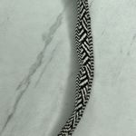 Gold Tone Hammered Metal Chain Link with Woven Tie Necklace Black Photo 4