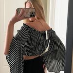Dear Hannah Striped Off The Shoulder Cropped Top Photo 2