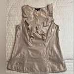 EXPRESS METALLIC BLUSH LIGHT ROSE SHIMMERY RUFFLE ACCENT BLOUSE Photo 0