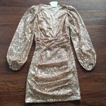 Maje NWT  Womens Rose Gold Disco Short Sequined Deep V Evening Dress Size 34 Photo 1