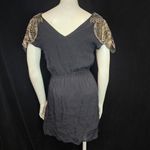 Kendall + Kylie  Black Faux Wrap Beaded Shoulder Dress (S) Photo 7