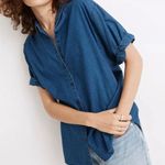 Madewell  Denim Chronicle Button-Down Short Sleeve Shirt Oversized Boxy Textured Photo 0