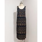 K Studio Women's Black Brown Floral Print Boho Vintage Midi Dress Size 10 Photo 2