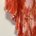 Etam Orange White Tie Dye Boho Peasant Top in One Size O/S Photo 3