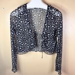 Free People Marne Women's Black Star Print Sheer Mesh Tie Front Boho Coquette Photo 2