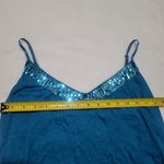 Y2K Blue Sequin Cami Tank Top Disco Crinkle Turquoise Aqua Women’s size Large Photo 6