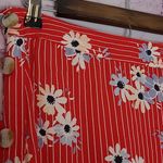 Madewell  DAISY SIDE BUTTON SKIRT IN RETRO STRIPE LIPSTICK RED KNEE LENGTH 2 Photo 2