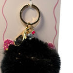 Studio Faux Fur Black Cat Bag Charm Keychain w/ Pink Ears – New on Card Photo 0