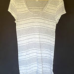 CAbi striped gray scoop neckline long shirt dress women's size medium rayon top Photo 0