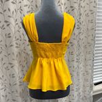 TCEC  Yellow Ruched Peplum Blouse Photo 2