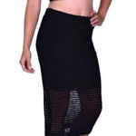 Rehab NWT Womens Rohab Semi-Sheer Sweater Knit Midi Pencil Skirt in Black - Sz L Photo 0
