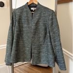 Kasper Black Metallic Thread Tweed Long Sleeve Open Front Blazer Women's Size 16 Green Photo 0