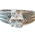 Sterling Silver Solitaire CZ Ring Choose 8 or 8.5 Statement Wedding Engagement Photo 0