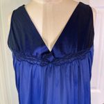 Vanity Fair Vintage  Nylon Navy Blue Nightgown Empire Waist V-Neck Size Medium Photo 2