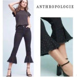 Anthropologie  Pilcro Black Studded Flare Cropped Jeans Sz 25 Photo 3