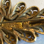 HAR Signed Vintage Leaf Rhinestone Brooch Shoulder Pin Photo 5