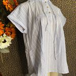 Doe & Rae ✅3/$30✅ NWT White/Blue Stripe Short Sleeved Cotton Hooded Top | SMALL | Photo 2