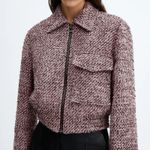 Mango  MNG tweed bomber cropped jacket NEW Size SMALL Photo 2