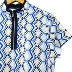 Tail Geo Print Golf Polo Shirt Blue White Tan Zip Neck Stretch M Preppy Sporty Size M Photo 4