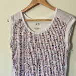 Armani Exchange White Dot Print Scoop Neck Cap Sleeve Tee Shirt Size XS White Photo 2