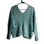 Jolie Teal Fuzzy V Neck Long Sleeve Oversized Sweater Top Women's Size M Green Size M Photo 2