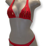 Recco Size Large Brazilian Red Sequence & Stones Bikini Set. New With Tags Photo 0