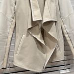 Vince Drape Front Wool Jacket Lamb Leather Sleeves XS Neutral Coat Minimalist White Photo 4