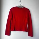 Vintage Y2K Lawrence Rich Red Knit Patterned Collar Blazer Jacket 4 Photo 2