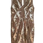 Adrianna Papell Sequin & Lace Mini sleeveless sexy dress in taupe size 8 Photo 5