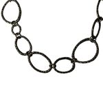 Vintage Finished Textured Oval Linked Necklace And Earrings‎ Set OS Silver Photo 2