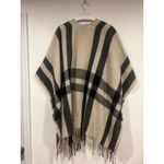 Banana Republic  Plaid Cashmere Blend Poncho Cream Black Womens Fall Winter Photo 2