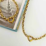 18K Gold Plated Heart chunky Necklace Set Stainless Steel womens Jewelry Photo 8