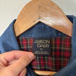 Allison Daley  Vintage Cotton Apple Print Embroidered Cottagecore Fall Denim Vest Photo 3