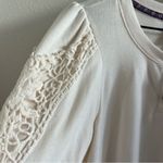 Knox Rose  Cream Boho Button Lace Sweatshirt Long Sleeve Medium Photo 4