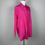 Diane Von Furstenberg  Silk Blouse Tunic Top Womens S/M Pink Button Up Oversized Photo 8