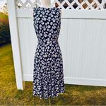 Anne Klein Navy Daisy Print boatneck flare dress Photo 5