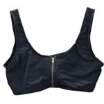 None Black Zipper Front Y2K VTG 90s 2000s Coquette Retro Swimwear Bikini Top Medium Photo 0