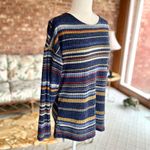 Ariella  Sweater Striped Ruched Drawstring Back Knit Top S Long Sleeve Crew Neck Photo 11