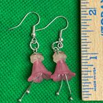 Handmade Dark Pink Trumpet Flower Dangle Earrings Photo 0