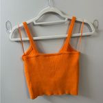 Lush Clothing Lush Orange Ribbed Tie Front Crop Top Photo 1