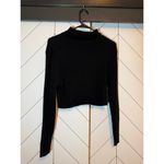 Stitch Drop Womens Large Black Ribbed Knit Turtle Neck Long Sleeve Crop Sweater Photo 2