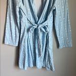 Lake Pajamas Pima cotton Robe in French Blue Watercolor Stems Small Photo 7
