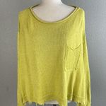 Free People Women Oversized Prism Sweater Size XS Lemon Yellow Cotton Linen Knit Photo 0