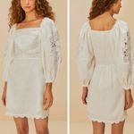 Farm Rio Embroidered Scalloped Premium Linen Mini Dress, Size S Photo 1