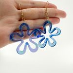 Funky Flower Earrings, Flower Earrings, Rainbow Earrings, Flower Earrings Blue Photo 1